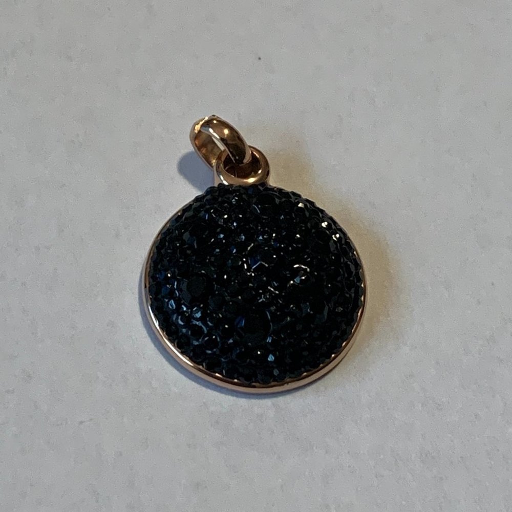 Qudo Jewelry Jet Hematite Pendant in Rose Gold